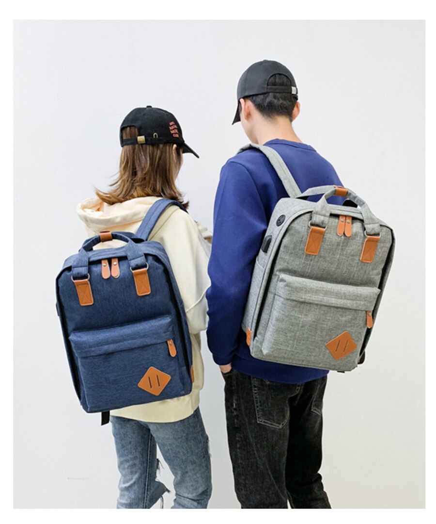 New Three-Piece USB Charging Bag Men Women 15.6 Inch Laptop Backpack Fashion School Bags Large Capacity Multifunction Travel Bag