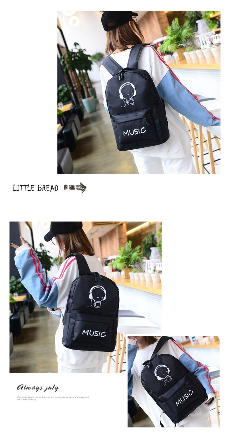 Fashion Luminous Backpack Nylon Lightweight Casual Daypack For Teenage Girls Student School Bag Travel Shopping Backpacks Female