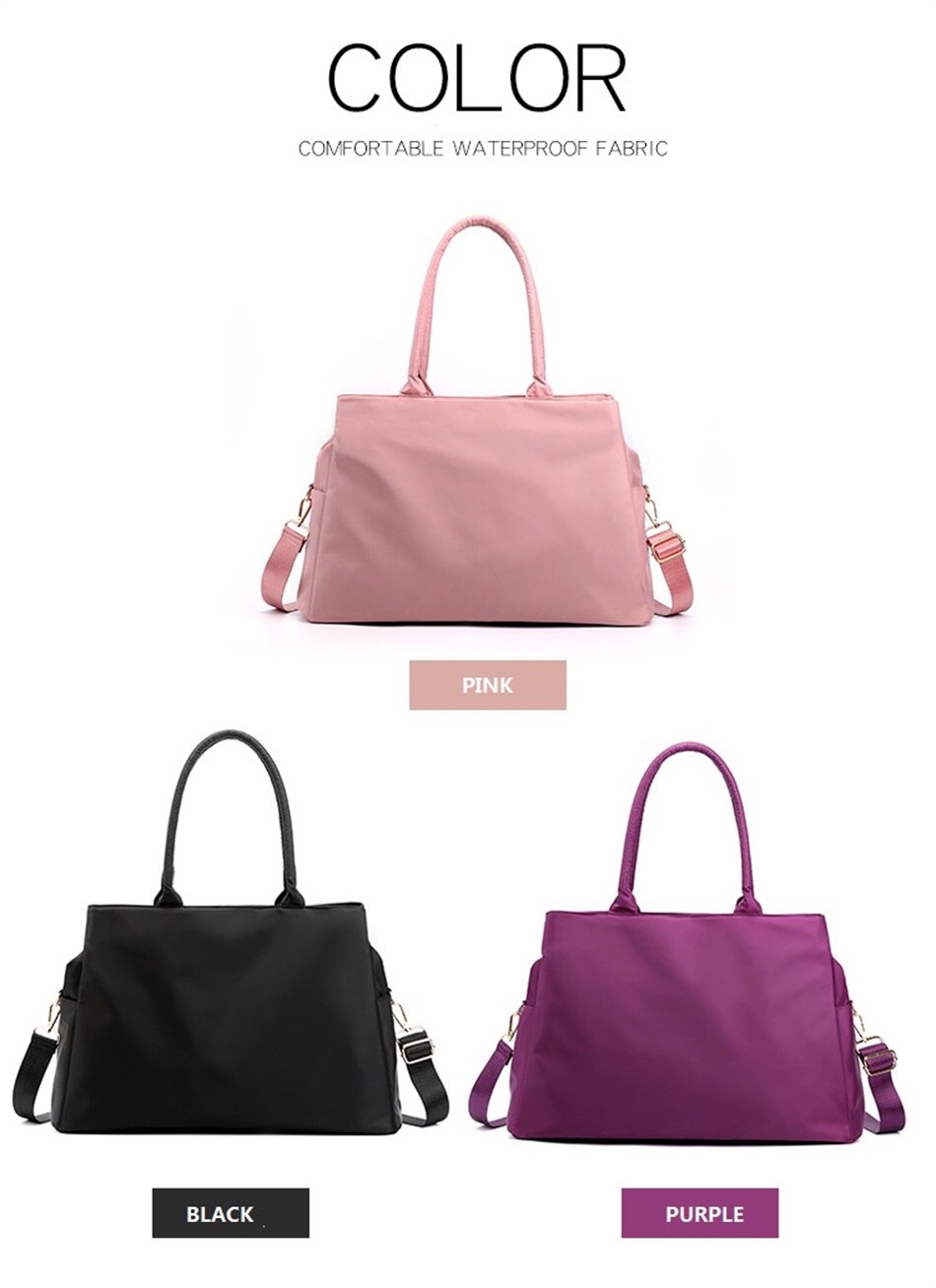 Casual Nylon Cloth One Shoulder Travel Bag Female Fashion Simple Sports Fitness Handbag Large Capacity Solid Color Crossbody Bag