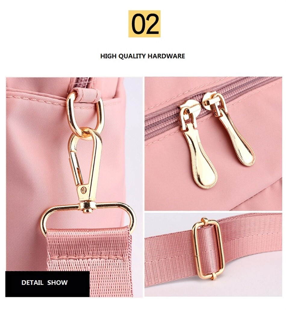 Casual Nylon Cloth One Shoulder Travel Bag Female Fashion Simple Sports Fitness Handbag Large Capacity Solid Color Crossbody Bag