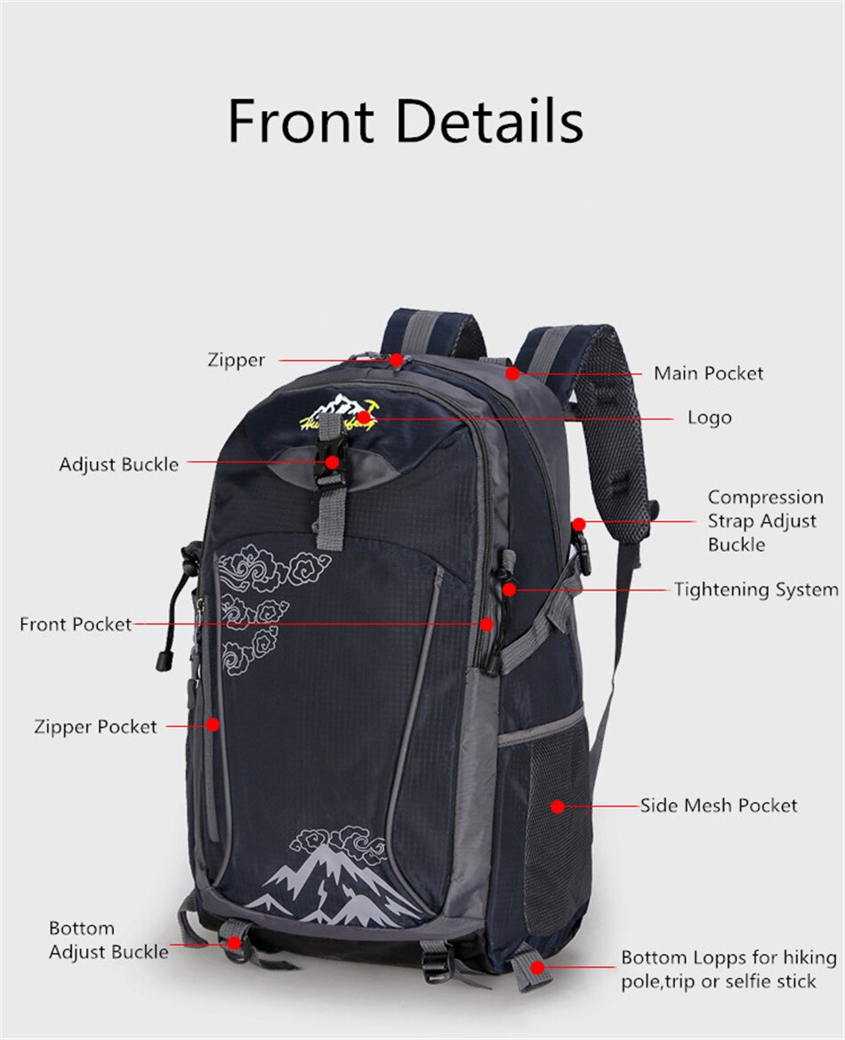 Outdoor Travel Camping Backpack Men Women Softback Nylon Mountaineering Hiking Backpacks Waterproof Larger Capacity Sports Bags