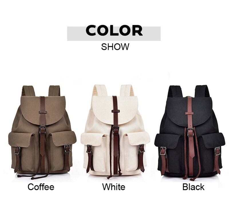 Canvas School Bags Women Waterproof Casual Large Capacity Vintage Backpack Teenagers Unisex Student Shopping Travel Shoulder Bag