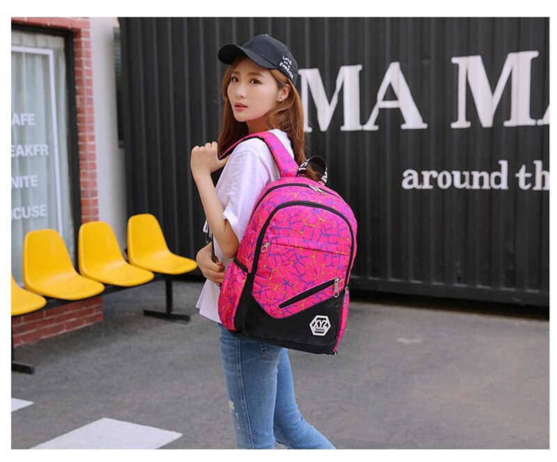 Quality Nylon School Bags Fashion Camouflage Kids Backpack For Teenagers Girls Boys Schoolbag Three-piece Travel Laptop Backpack
