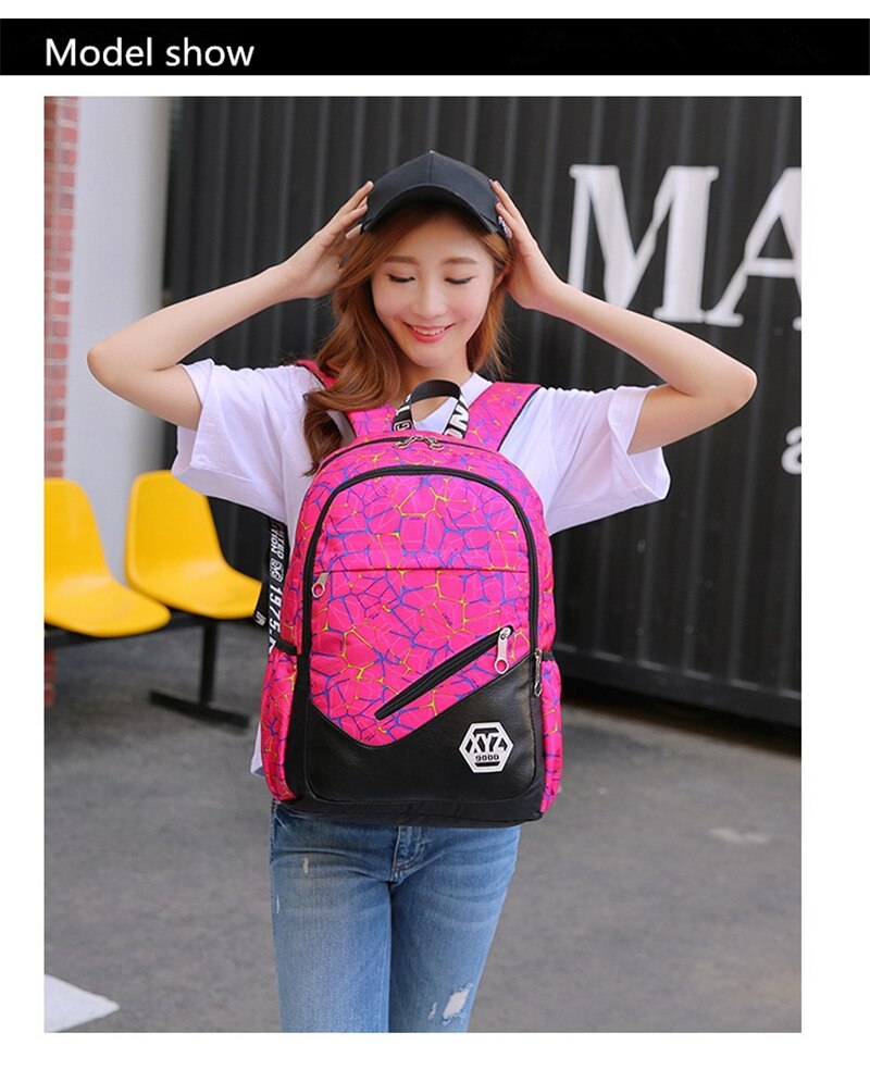 Quality Nylon School Bags Fashion Camouflage Kids Backpack For Teenagers Girls Boys Schoolbag Three-piece Travel Laptop Backpack