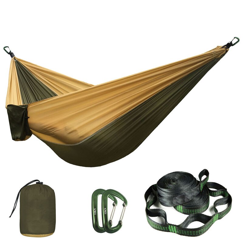 Solid Color Parachute Hammock with Hammock straps and Aluminum carabiner Camping Survival travel Double Person outdoor furniture