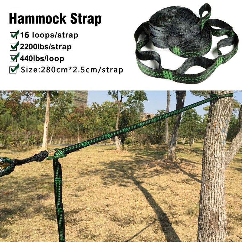 Solid Color Parachute Hammock with Hammock straps and Aluminum carabiner Camping Survival travel Double Person outdoor furniture