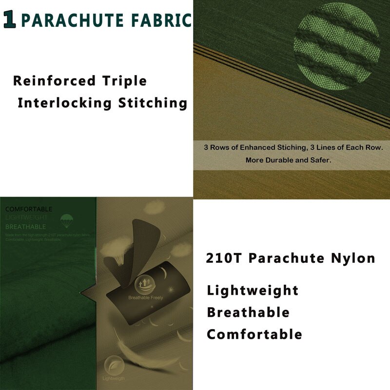 Solid Color Parachute Hammock with Hammock straps and Aluminum carabiner Camping Survival travel Double Person outdoor furniture