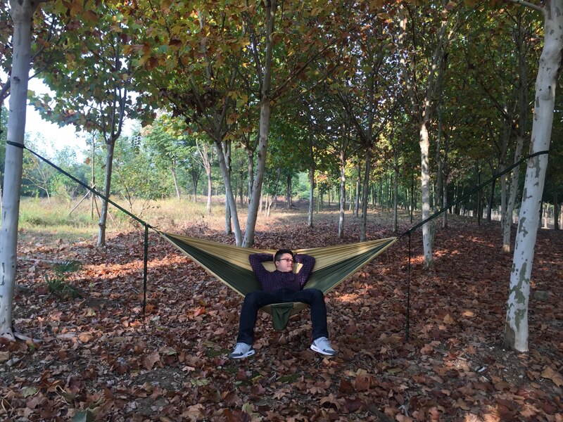 Solid Color Parachute Hammock with Hammock straps and Aluminum carabiner Camping Survival travel Double Person outdoor furniture