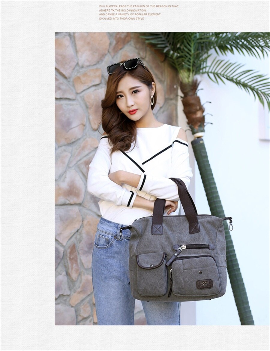 2019 High Quality Canvas Woman Bags Portable Retro Style Canvas Bag Outdoor Travel Leisure Shopping Shoulder Woman Crossbody Bag