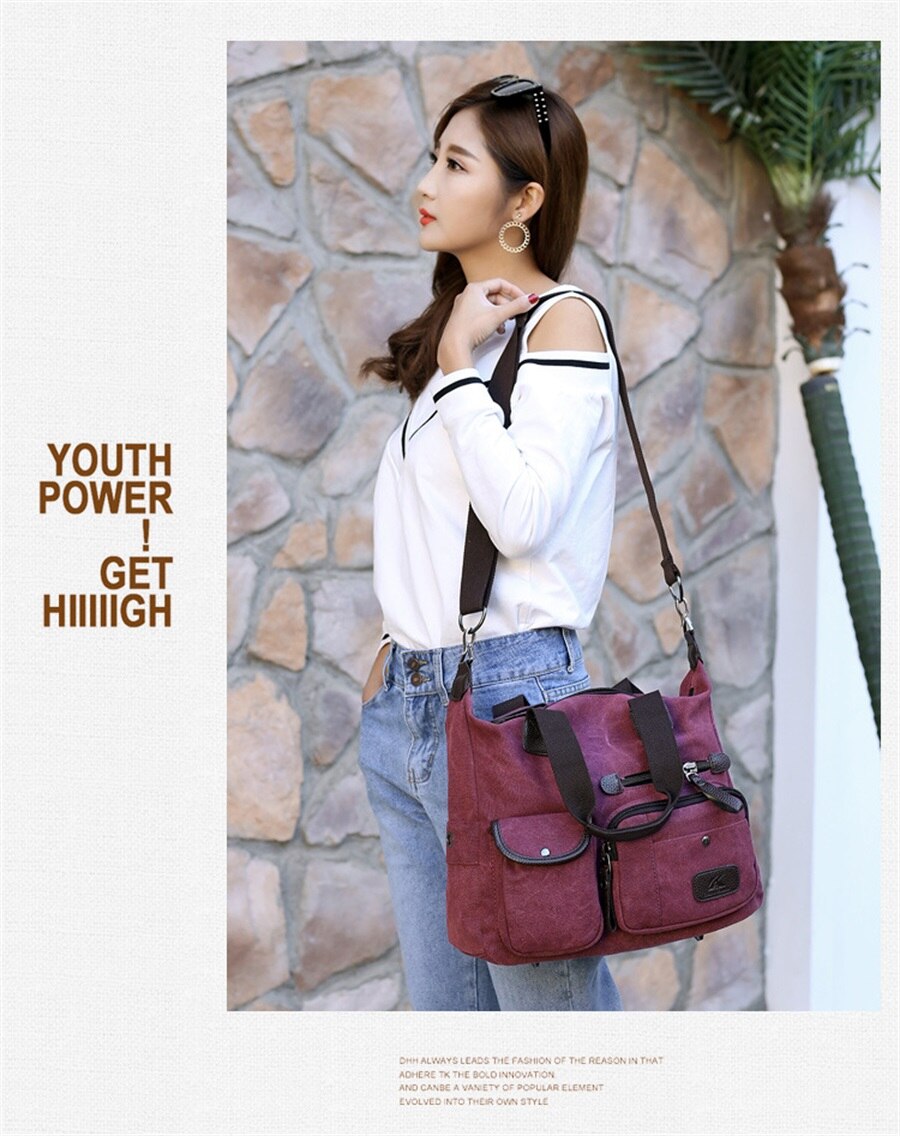 2019 High Quality Canvas Woman Bags Portable Retro Style Canvas Bag Outdoor Travel Leisure Shopping Shoulder Woman Crossbody Bag
