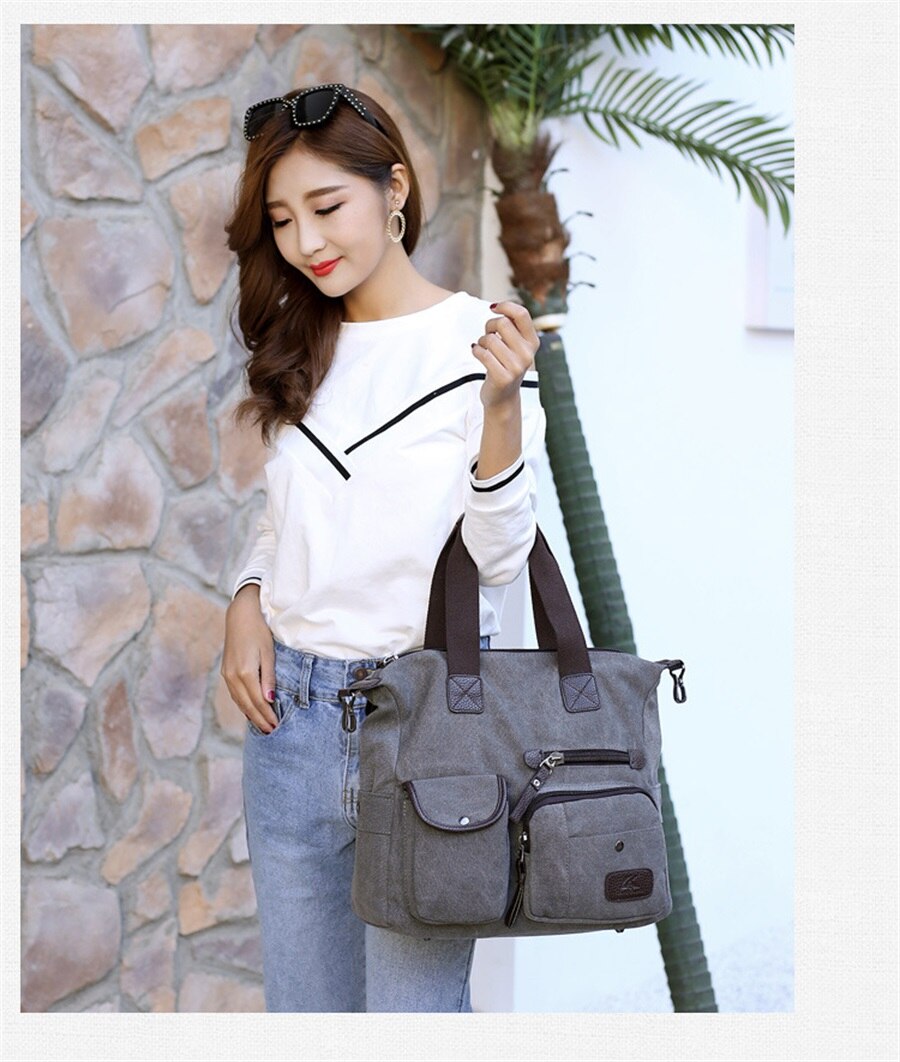 2019 High Quality Canvas Woman Bags Portable Retro Style Canvas Bag Outdoor Travel Leisure Shopping Shoulder Woman Crossbody Bag