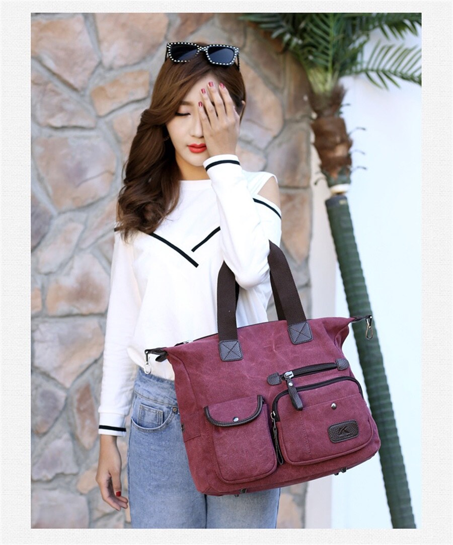 2019 High Quality Canvas Woman Bags Portable Retro Style Canvas Bag Outdoor Travel Leisure Shopping Shoulder Woman Crossbody Bag