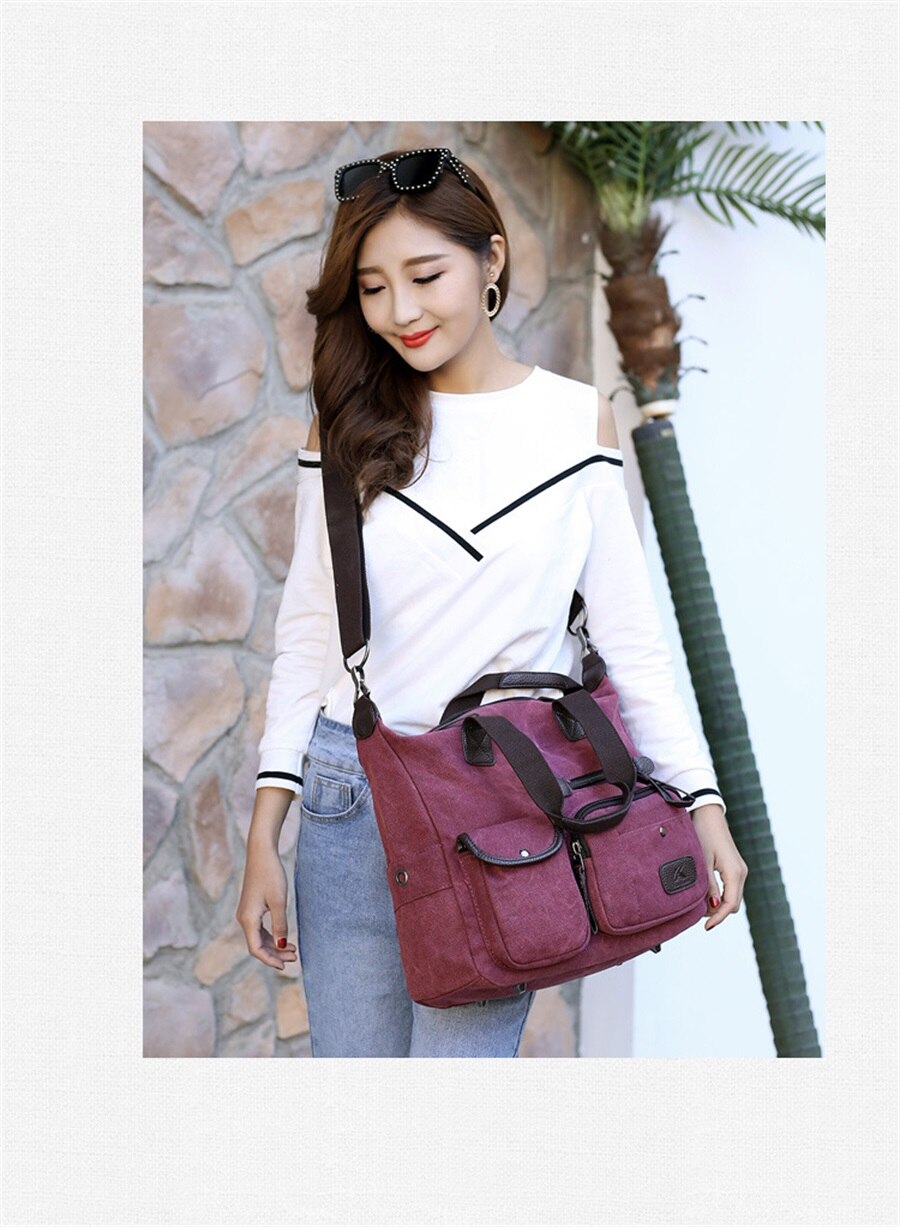 2019 High Quality Canvas Woman Bags Portable Retro Style Canvas Bag Outdoor Travel Leisure Shopping Shoulder Woman Crossbody Bag