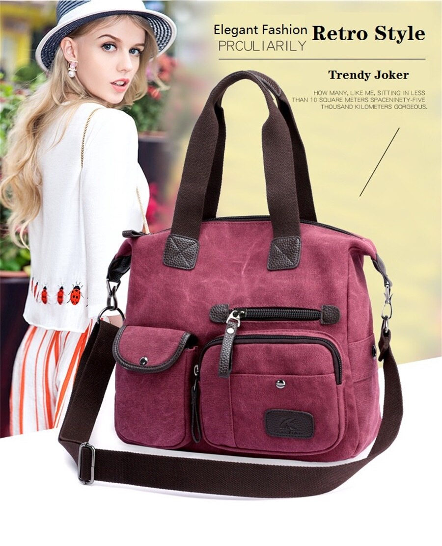 2019 High Quality Canvas Woman Bags Portable Retro Style Canvas Bag Outdoor Travel Leisure Shopping Shoulder Woman Crossbody Bag