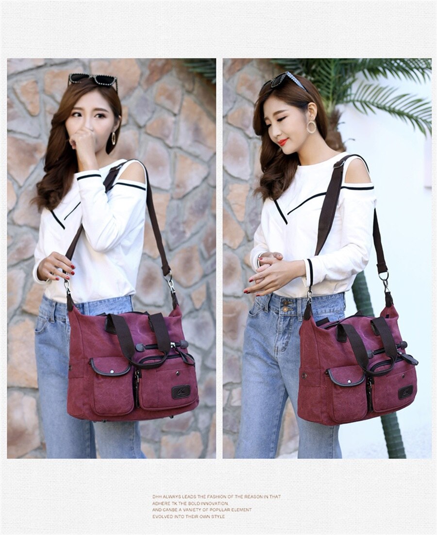 2019 High Quality Canvas Woman Bags Portable Retro Style Canvas Bag Outdoor Travel Leisure Shopping Shoulder Woman Crossbody Bag