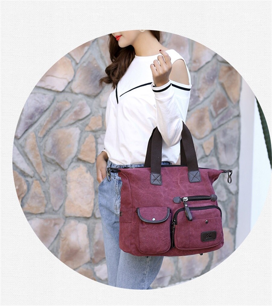 2019 High Quality Canvas Woman Bags Portable Retro Style Canvas Bag Outdoor Travel Leisure Shopping Shoulder Woman Crossbody Bag