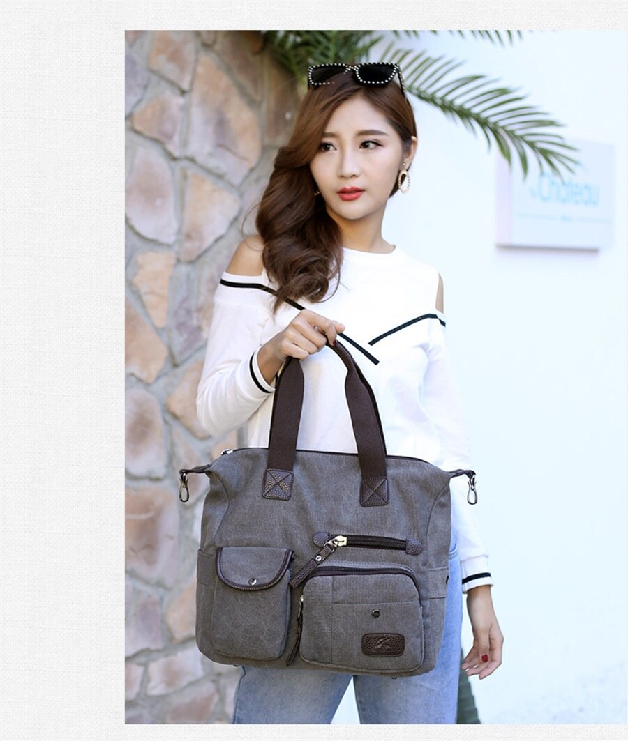 2019 High Quality Canvas Woman Bags Portable Retro Style Canvas Bag Outdoor Travel Leisure Shopping Shoulder Woman Crossbody Bag