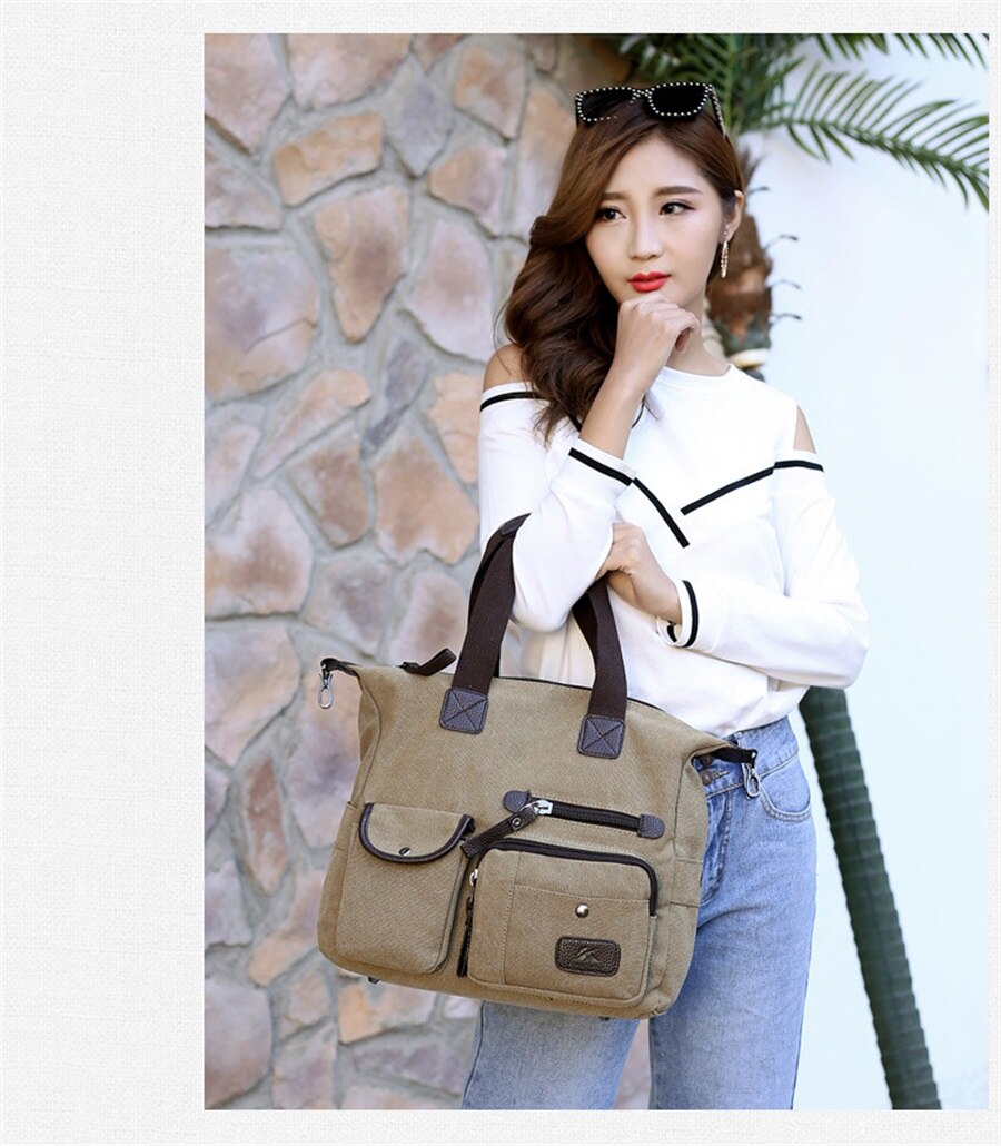 2019 High Quality Canvas Woman Bags Portable Retro Style Canvas Bag Outdoor Travel Leisure Shopping Shoulder Woman Crossbody Bag