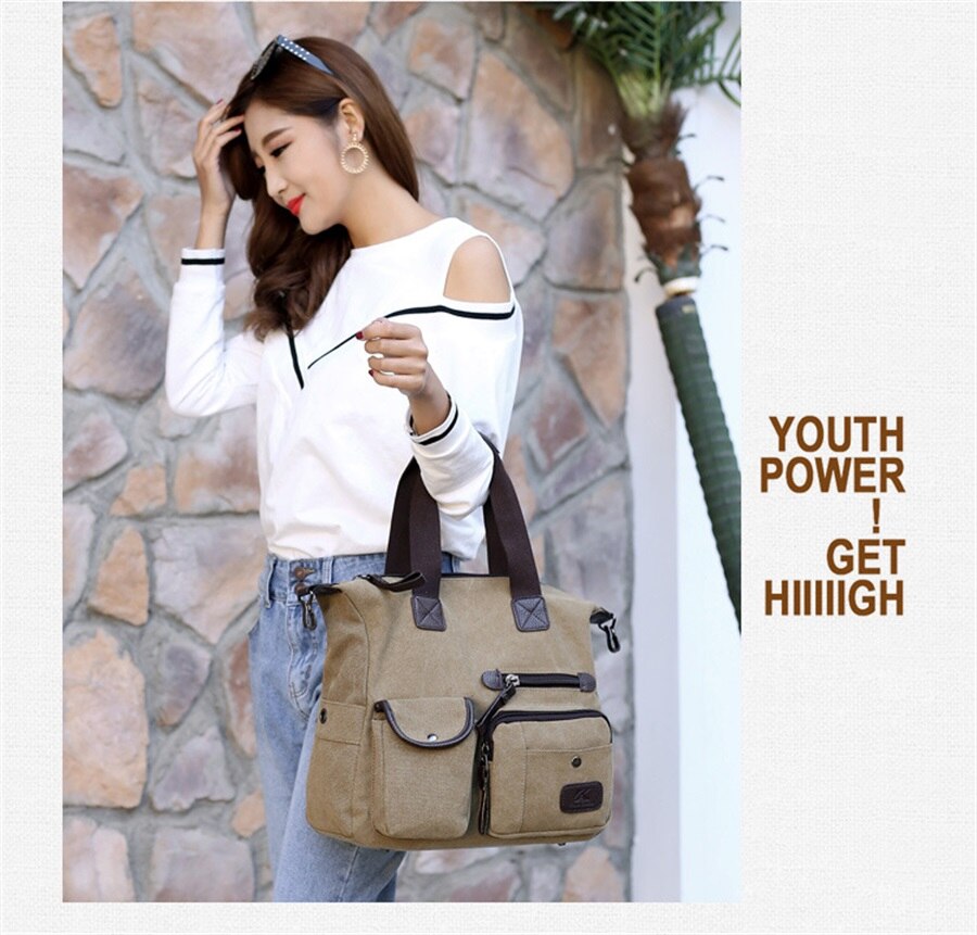 2019 High Quality Canvas Woman Bags Portable Retro Style Canvas Bag Outdoor Travel Leisure Shopping Shoulder Woman Crossbody Bag
