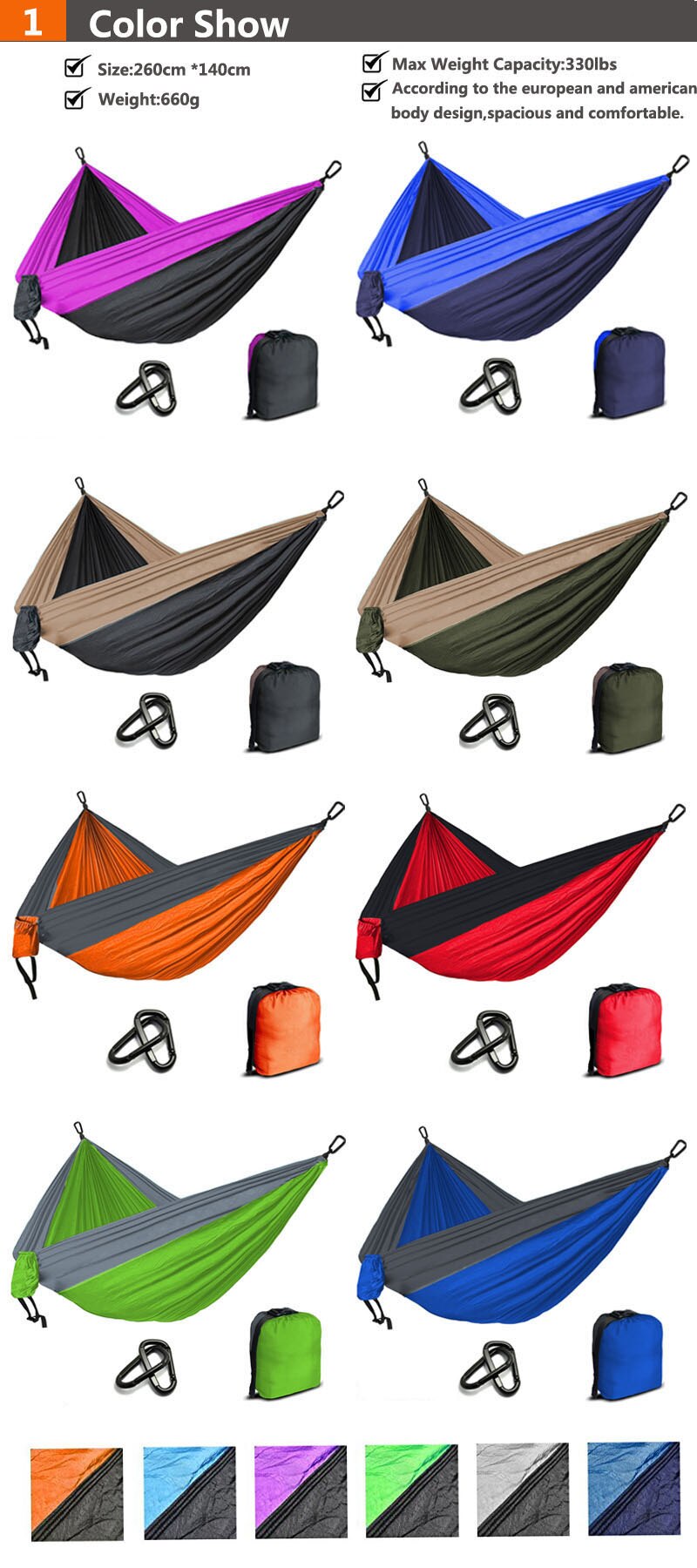 Camping Parachute Hammock Survival Garden Outdoor Furniture Leisure Sleeping Hamaca Travel Double Hammock 300*200cm