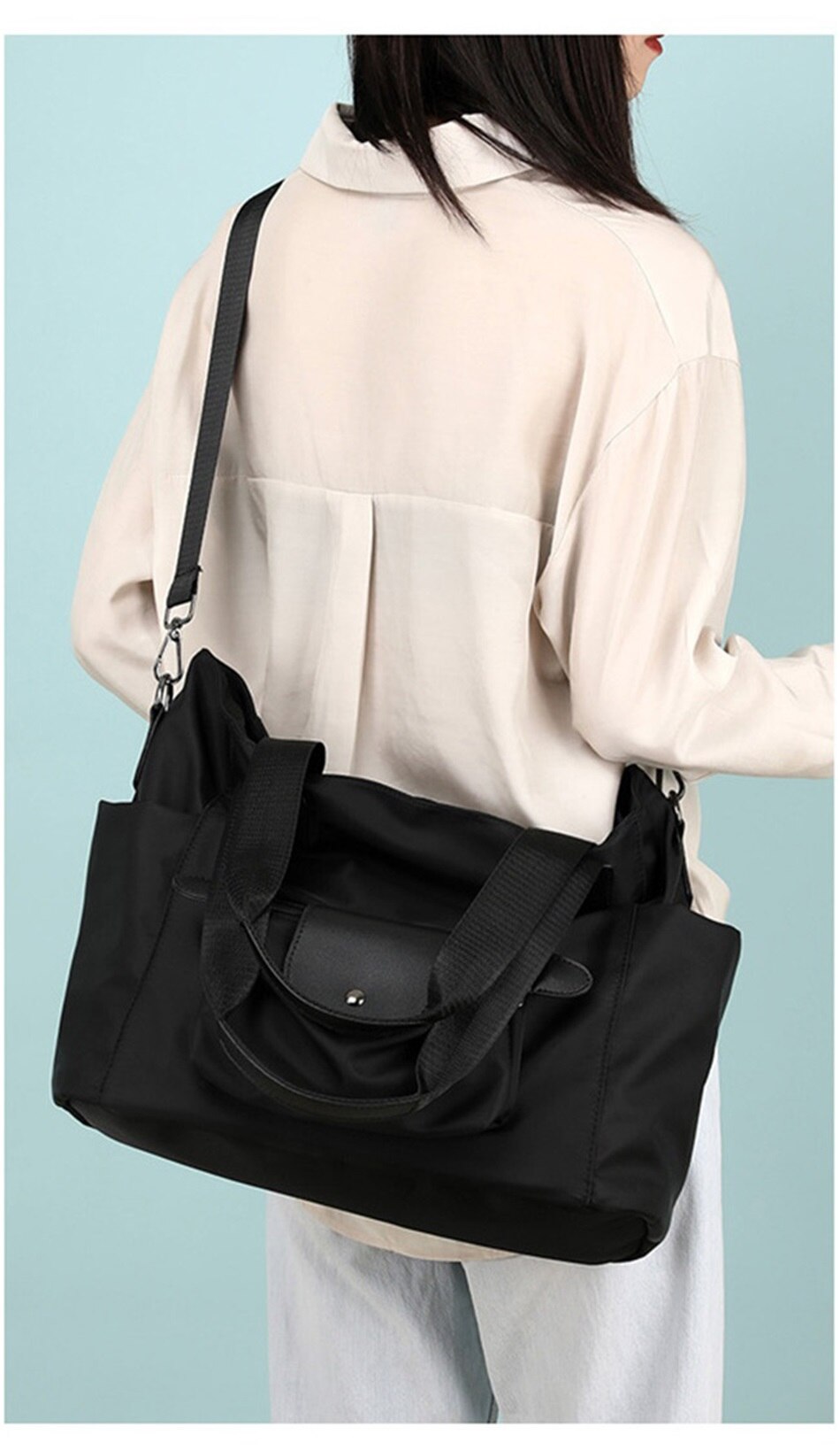 New Female Shoulder Bag High Quality Portable Crossbody Bags Large Capacity Solid Color Waterproof Nylon Fitness Travel Handbags