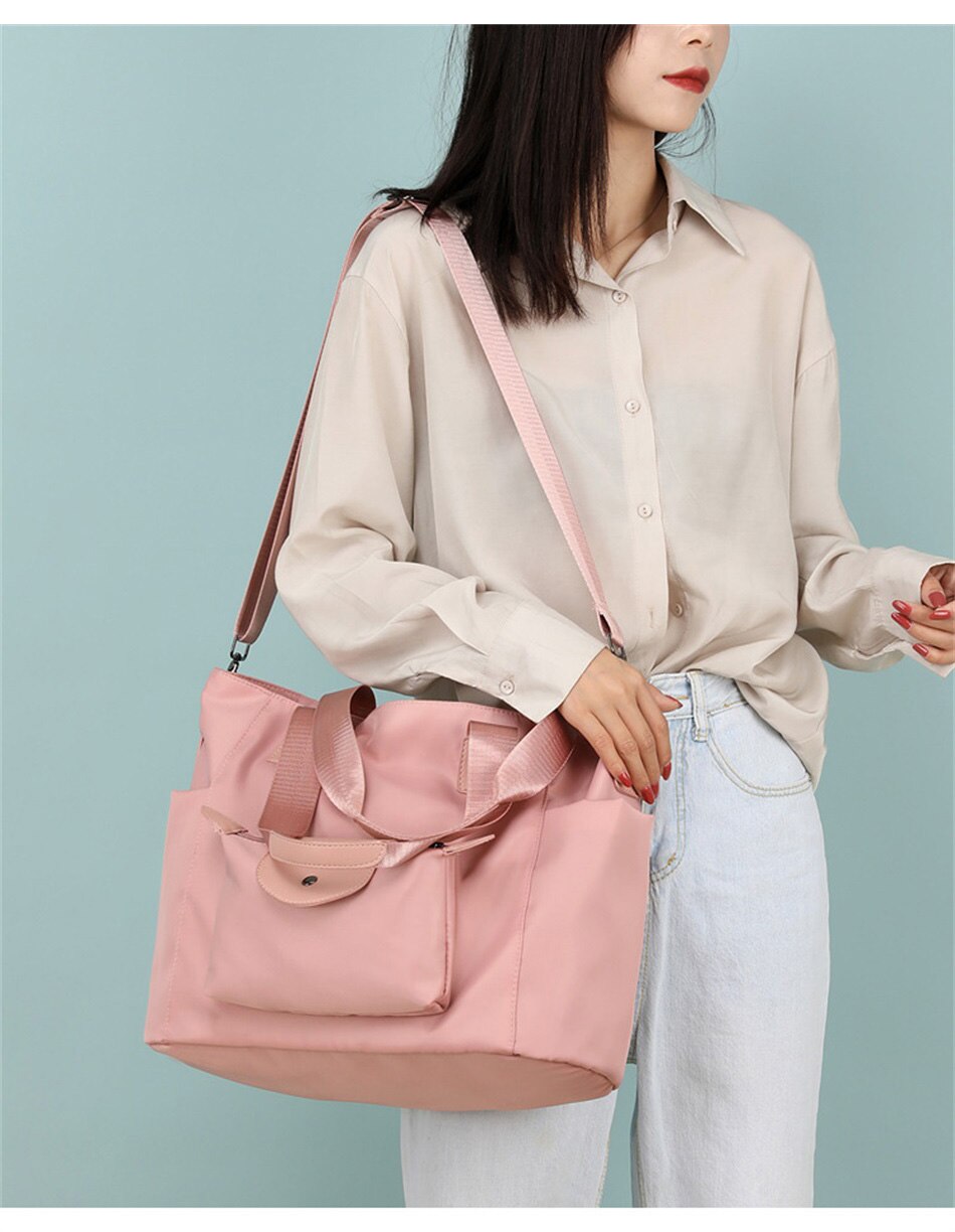 New Female Shoulder Bag High Quality Portable Crossbody Bags Large Capacity Solid Color Waterproof Nylon Fitness Travel Handbags