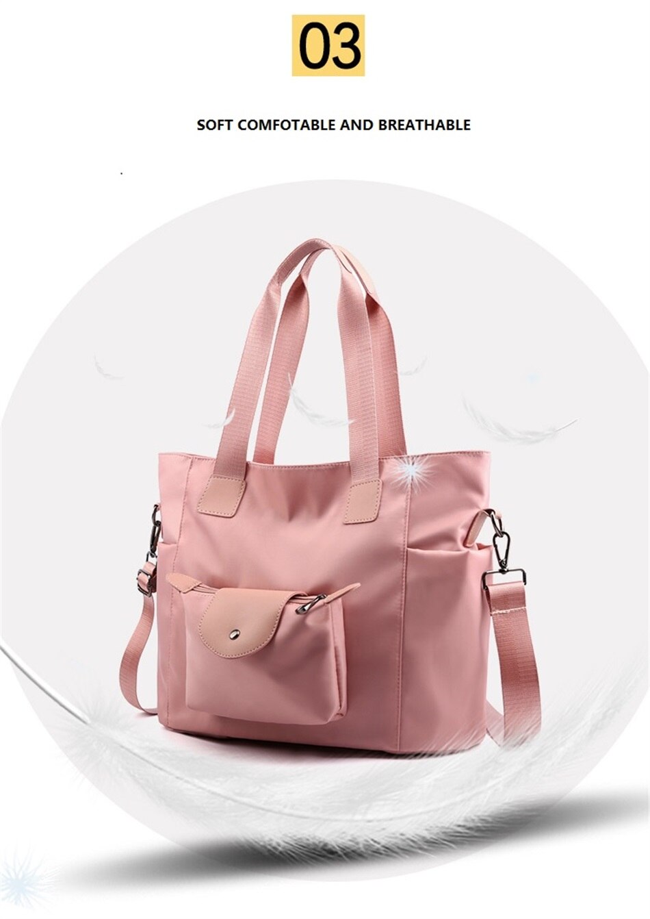 New Female Shoulder Bag High Quality Portable Crossbody Bags Large Capacity Solid Color Waterproof Nylon Fitness Travel Handbags