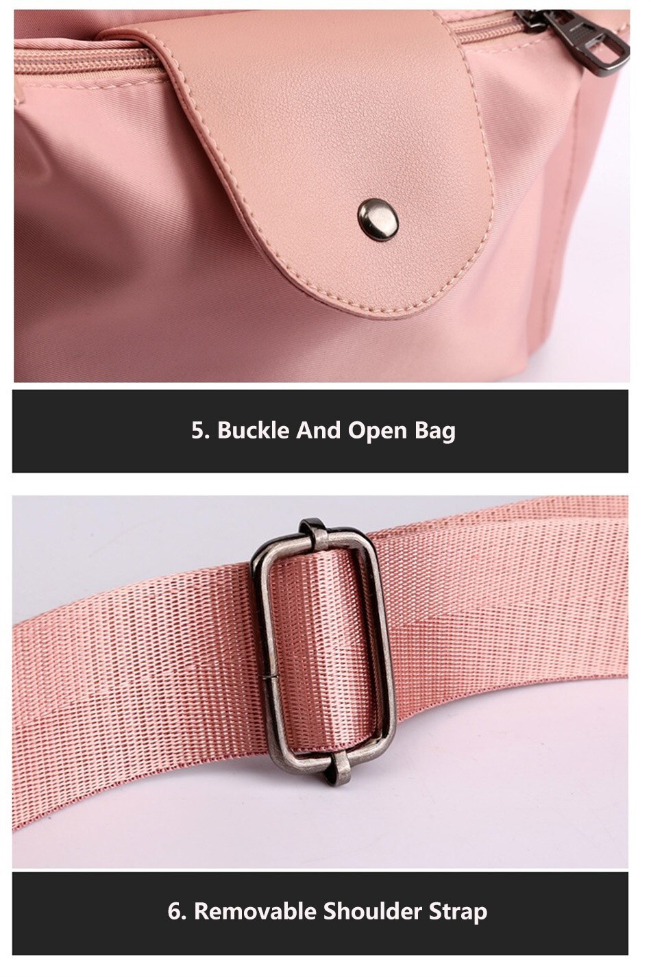 New Female Shoulder Bag High Quality Portable Crossbody Bags Large Capacity Solid Color Waterproof Nylon Fitness Travel Handbags