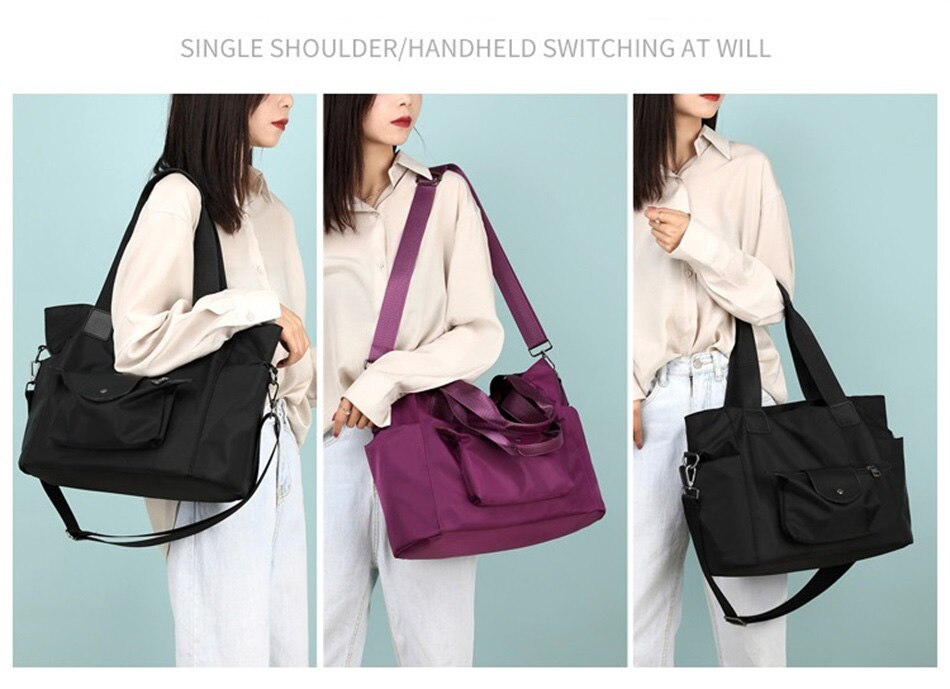 New Female Shoulder Bag High Quality Portable Crossbody Bags Large Capacity Solid Color Waterproof Nylon Fitness Travel Handbags