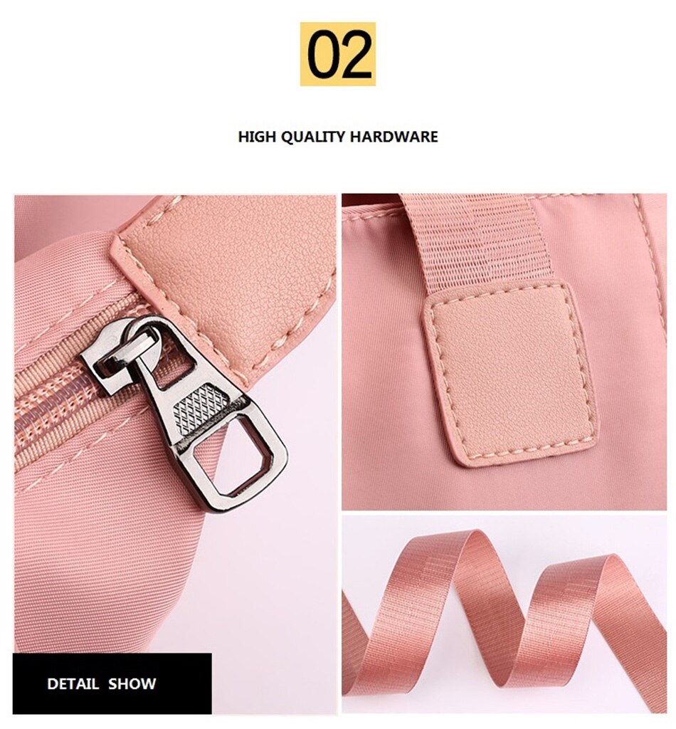 New Female Shoulder Bag High Quality Portable Crossbody Bags Large Capacity Solid Color Waterproof Nylon Fitness Travel Handbags