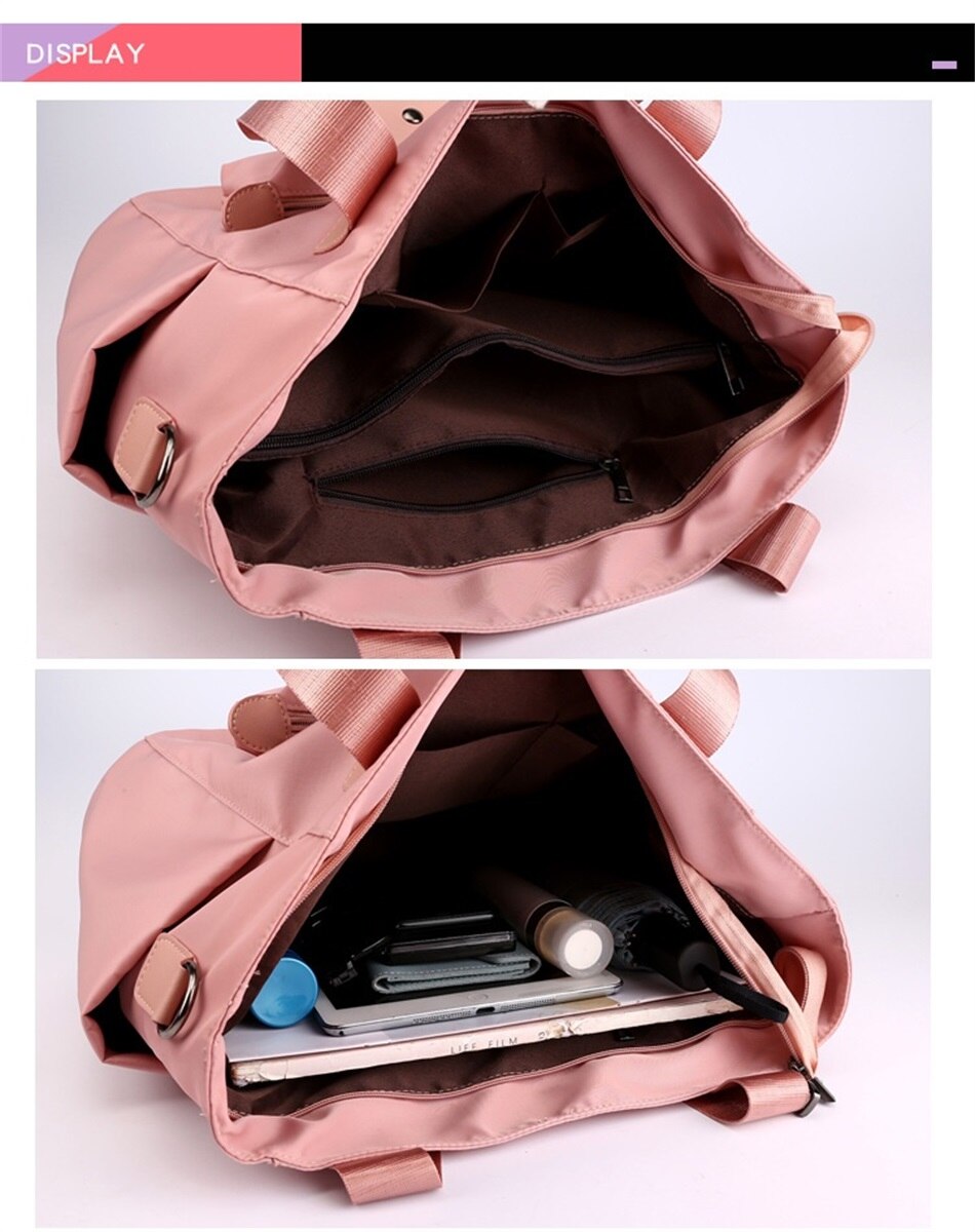 New Female Shoulder Bag High Quality Portable Crossbody Bags Large Capacity Solid Color Waterproof Nylon Fitness Travel Handbags