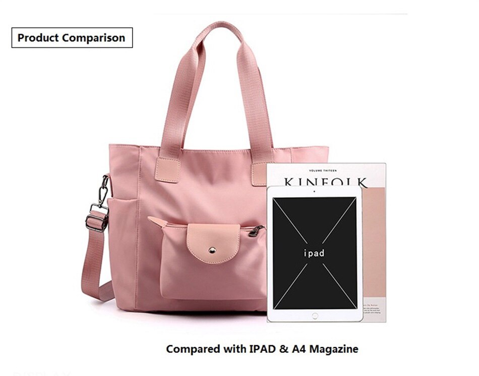 New Female Shoulder Bag High Quality Portable Crossbody Bags Large Capacity Solid Color Waterproof Nylon Fitness Travel Handbags