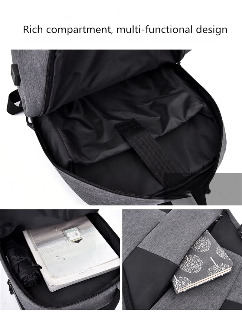 Men's Waterproof Laptop Backpack Large Capacity Business Casual Travel Backpacks Male USB Charging Fashion Teenagers School Bags