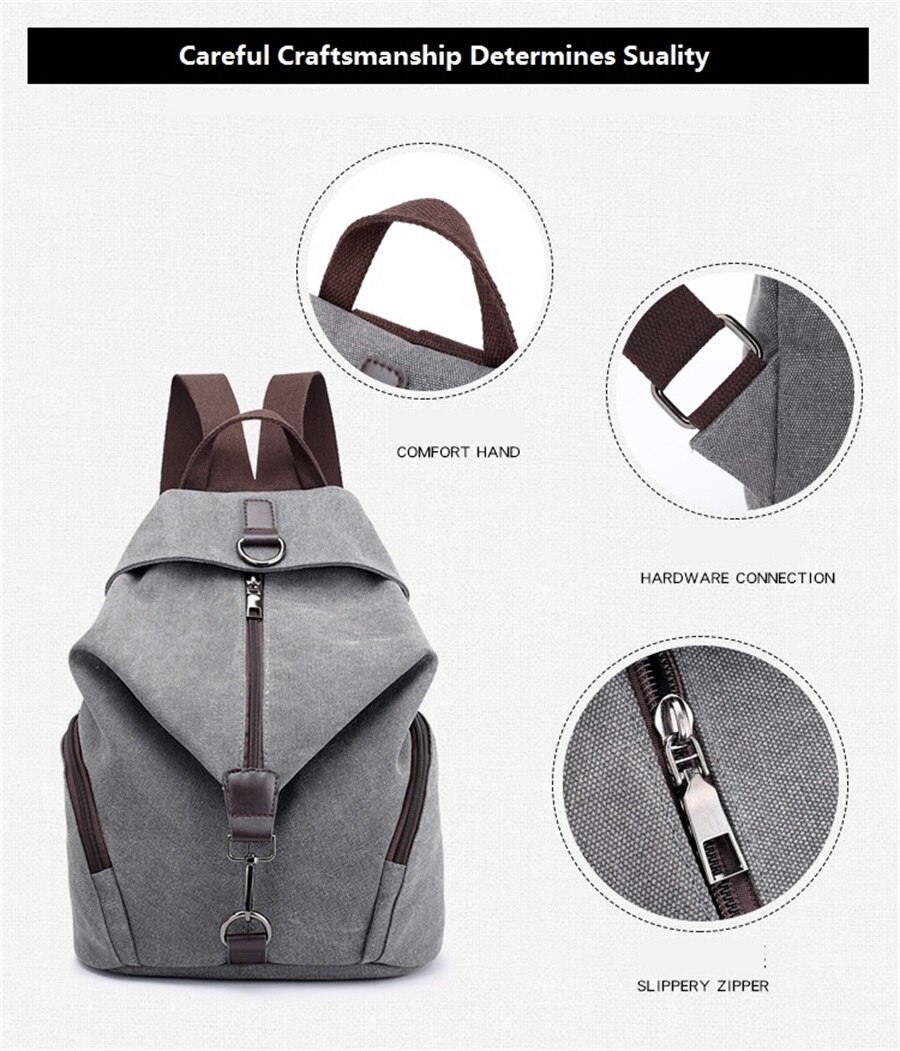 New In 2019 Korean Version Female Backpack Middle School Student Canvas Backpack Fashion Leisure Short-Distance Travel Backpack