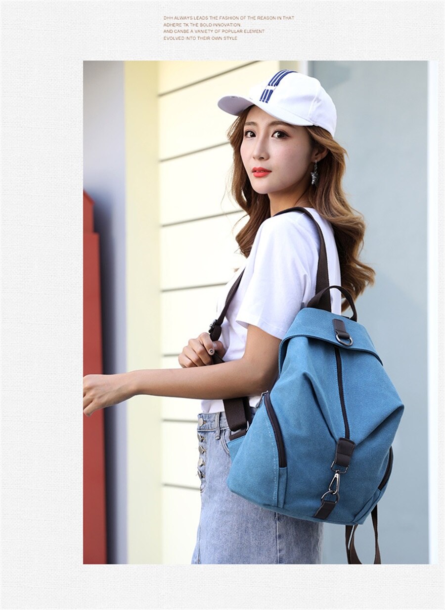 New In 2019 Korean Version Female Backpack Middle School Student Canvas Backpack Fashion Leisure Short-Distance Travel Backpack