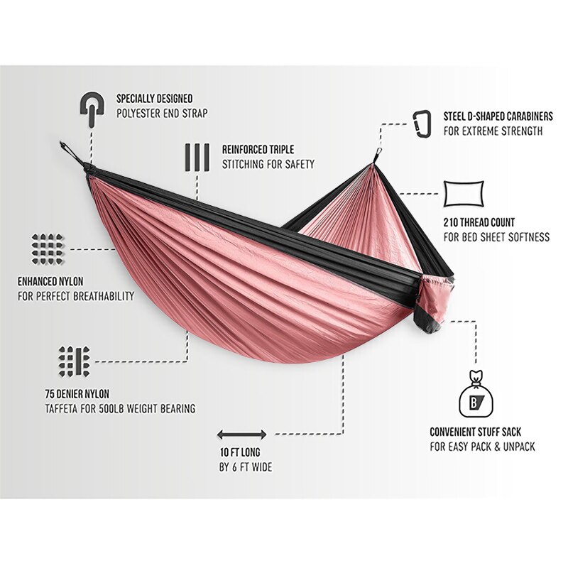 Ultra-Large Light weight Parachute Hammock Camping Survival Garden Hunting Leisure Hamac Travel Double Person Hamak Ramac