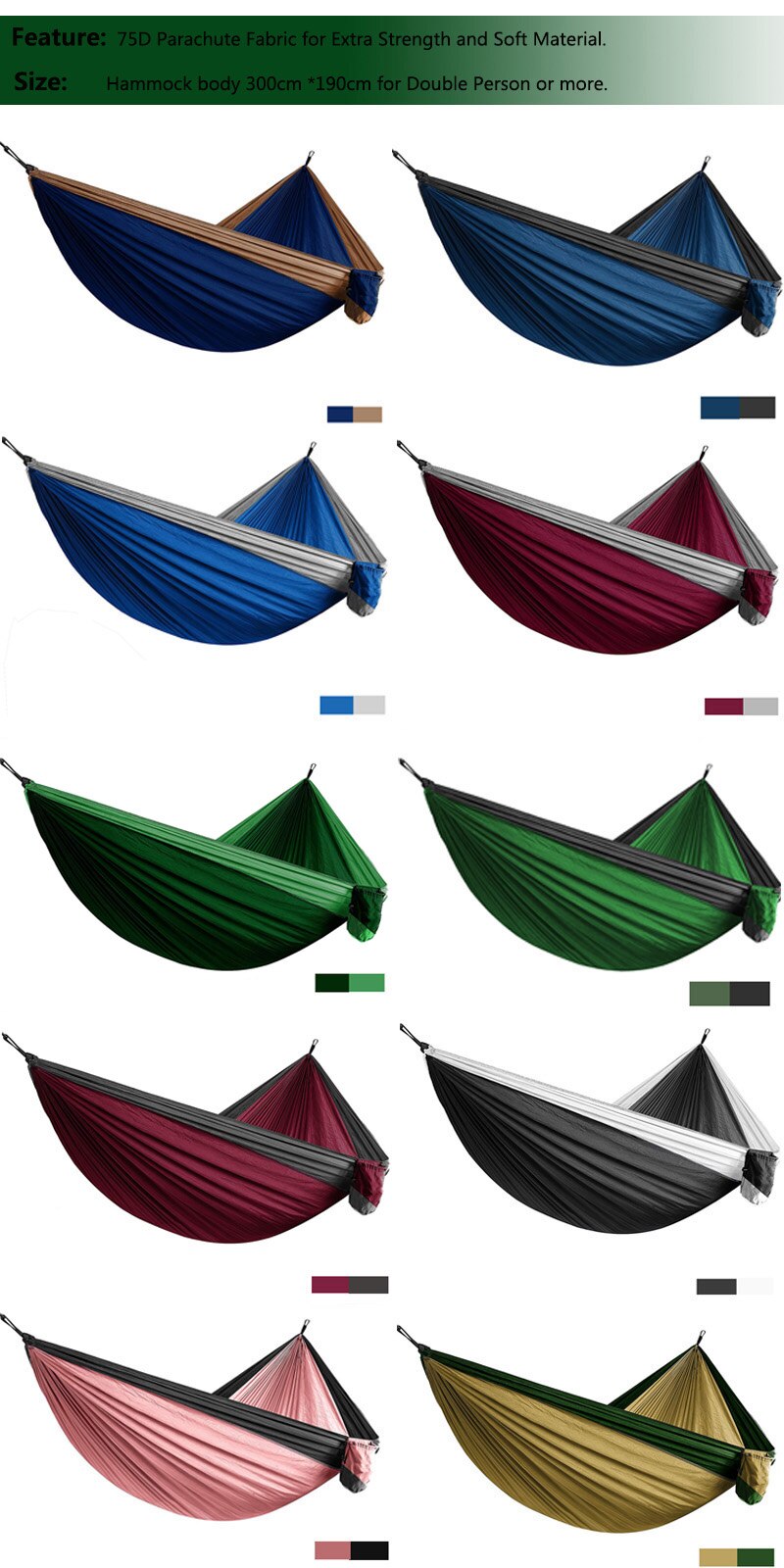 Ultra-Large Light weight Parachute Hammock Camping Survival Garden Hunting Leisure Hamac Travel Double Person Hamak Ramac