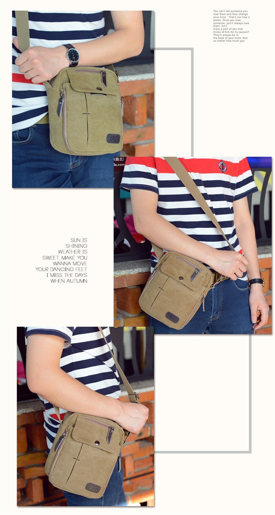 Outdoor Multi-function Travel Bag Mens High Quality Casual Crossbody Bag Folding Front Pocket Mens Shoulder Business Canvas Bags