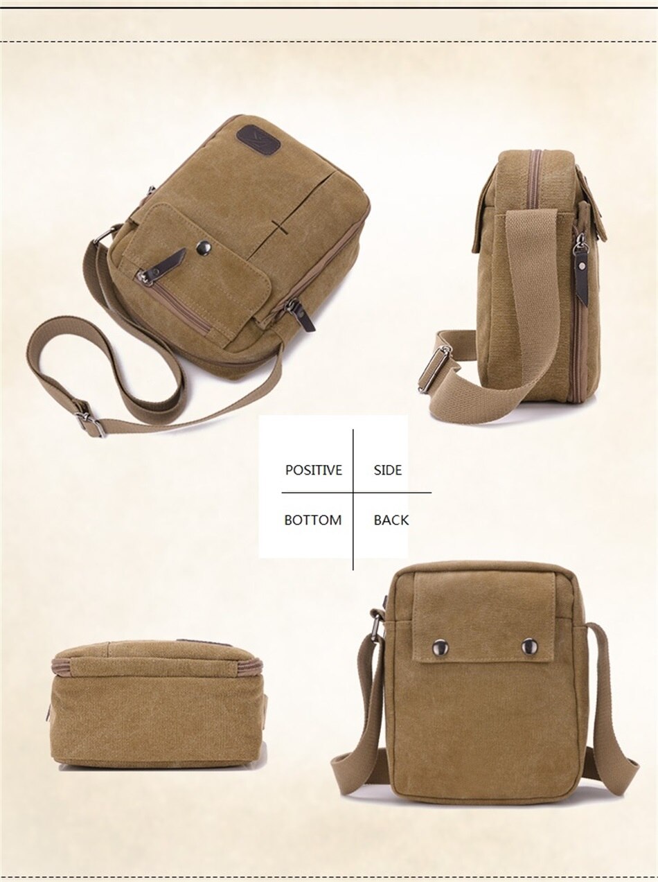 Outdoor Multi-function Travel Bag Mens High Quality Casual Crossbody Bag Folding Front Pocket Mens Shoulder Business Canvas Bags