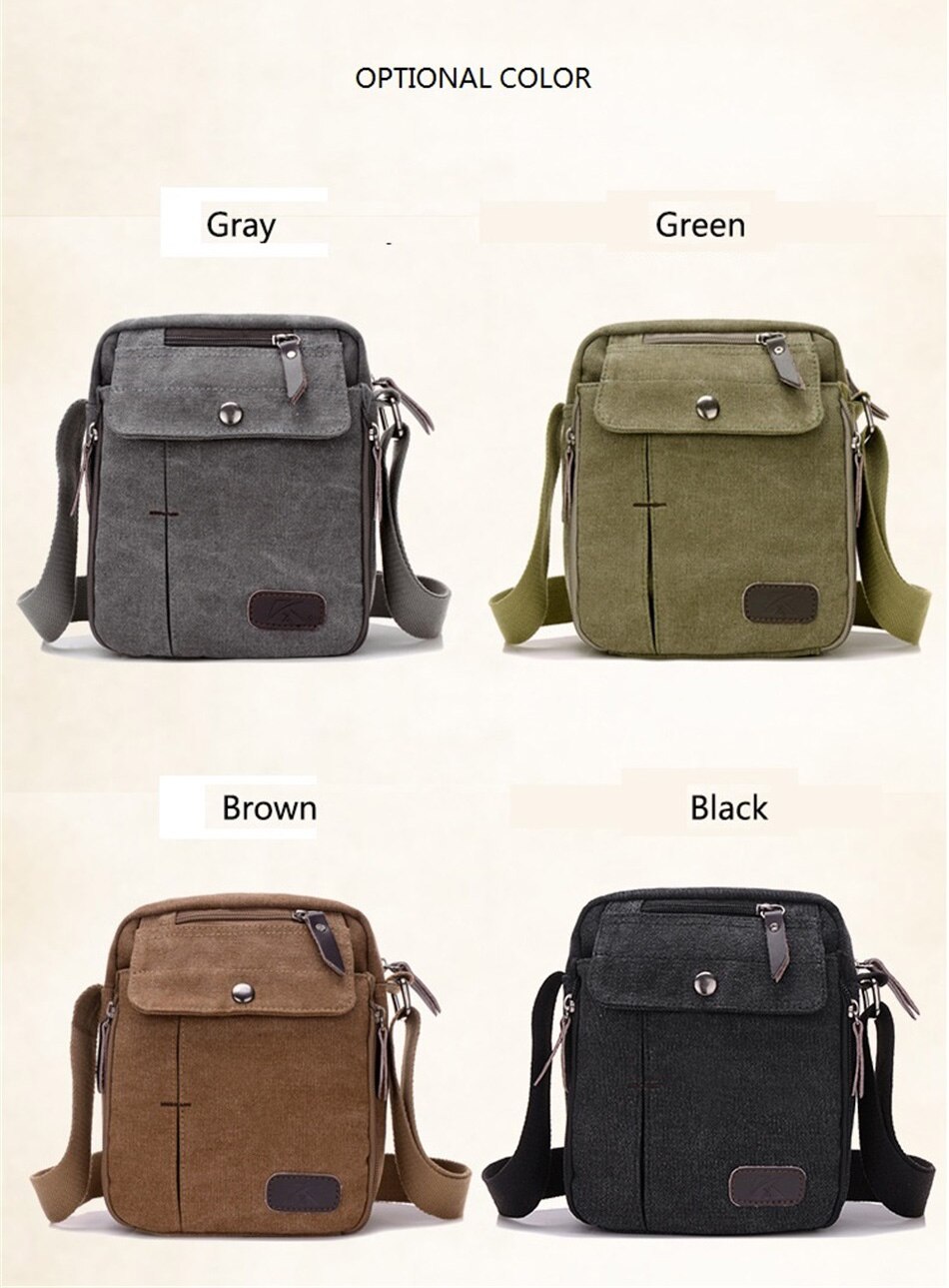 Outdoor Multi-function Travel Bag Mens High Quality Casual Crossbody Bag Folding Front Pocket Mens Shoulder Business Canvas Bags