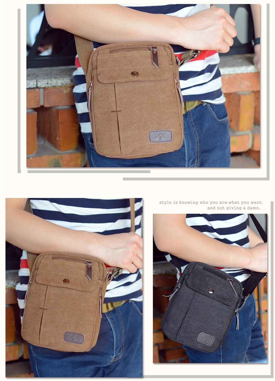 Outdoor Multi-function Travel Bag Mens High Quality Casual Crossbody Bag Folding Front Pocket Mens Shoulder Business Canvas Bags