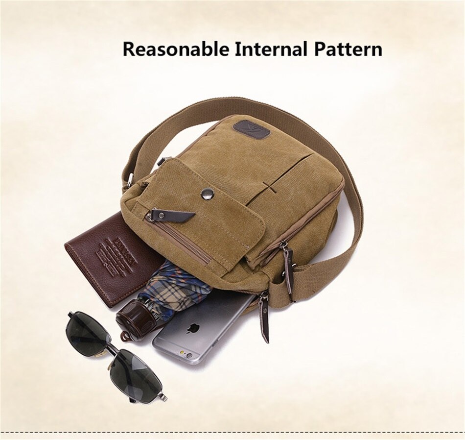 Outdoor Multi-function Travel Bag Mens High Quality Casual Crossbody Bag Folding Front Pocket Mens Shoulder Business Canvas Bags