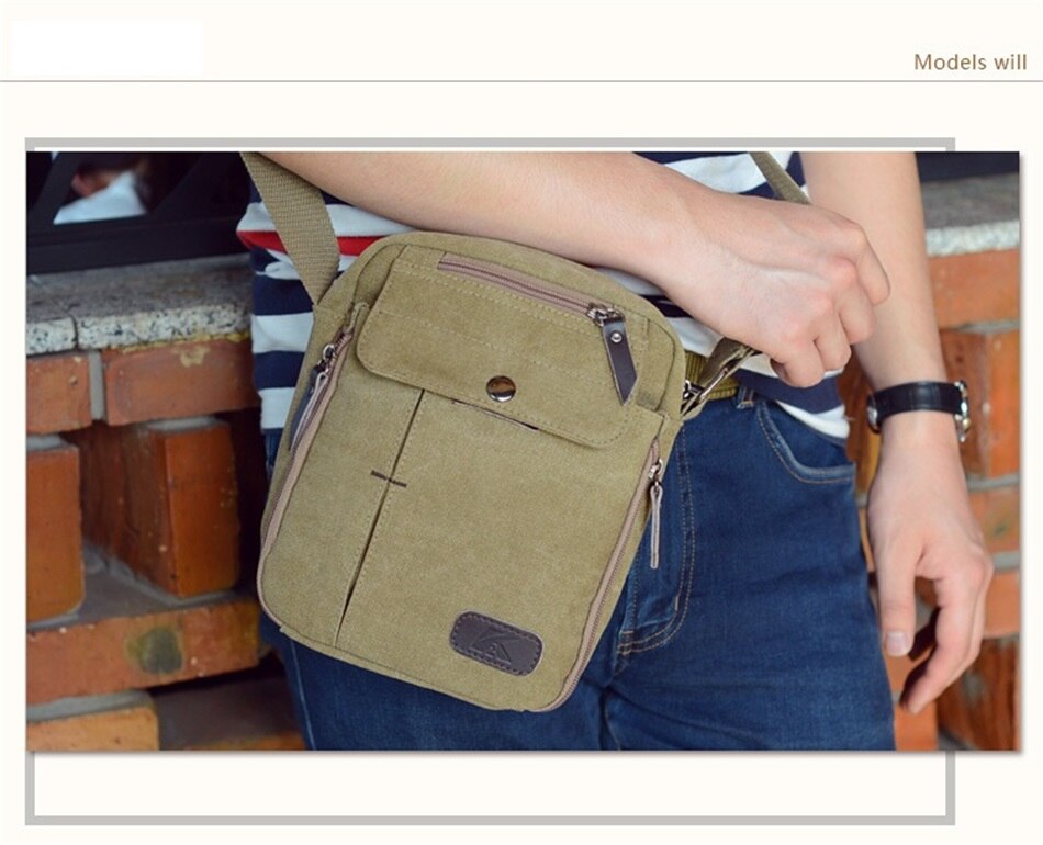 Outdoor Multi-function Travel Bag Mens High Quality Casual Crossbody Bag Folding Front Pocket Mens Shoulder Business Canvas Bags