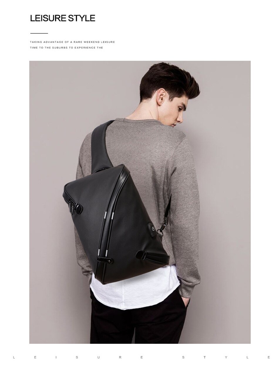 Business Male Sport Travel Chest Bag Waterproof Dust-proof Large Capacity Shoulder Bag USB Charging Student Messenger Light Bags