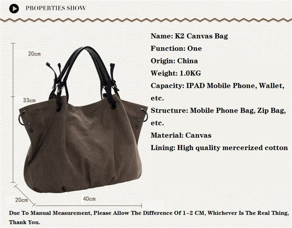 New Fashion Canvas Bag One Shoulder Crossbody Woman Bags Canvas Casual Single Shoulder Large Capacity Korean Fashion Female Bags