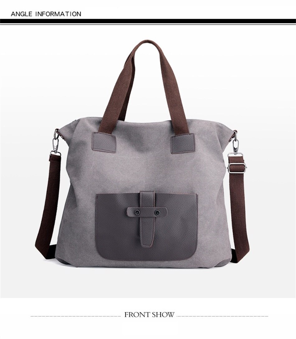 Vintage Element Canvas Large Capacity Crossbody Woman Bag Casual Shoulder Strap Detachable Tote Bag Shoulder Soft Fabric Handbag