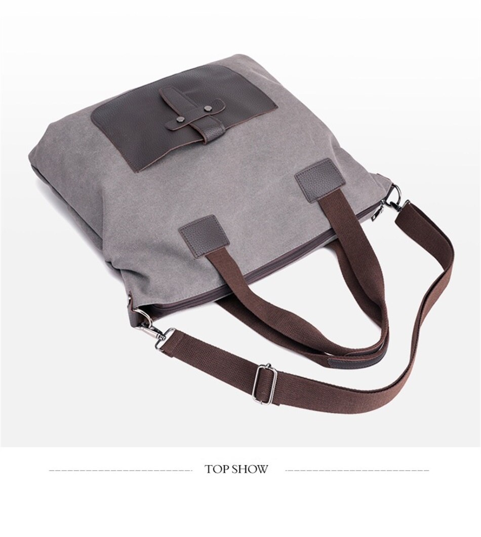 Vintage Element Canvas Large Capacity Crossbody Woman Bag Casual Shoulder Strap Detachable Tote Bag Shoulder Soft Fabric Handbag