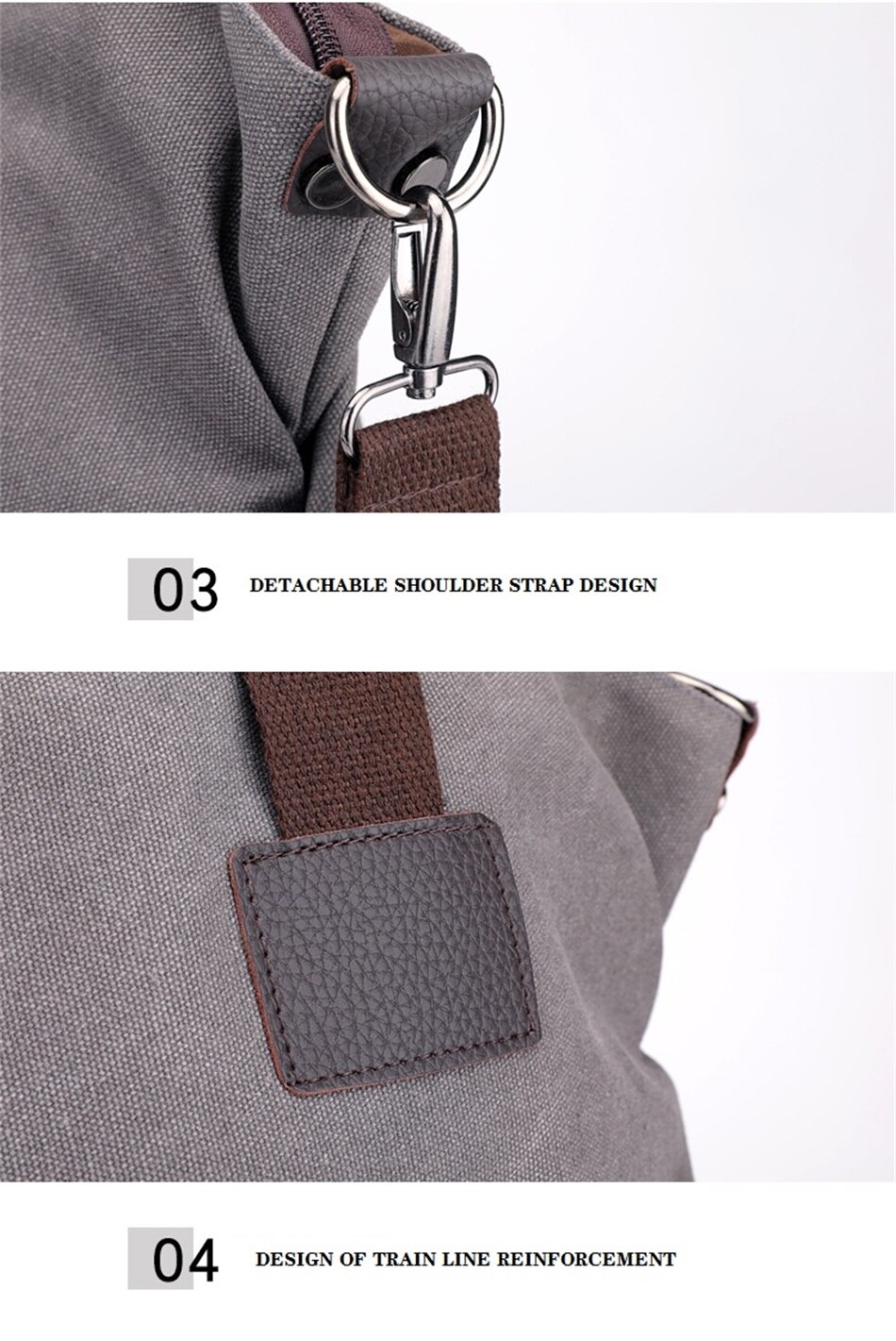 Vintage Element Canvas Large Capacity Crossbody Woman Bag Casual Shoulder Strap Detachable Tote Bag Shoulder Soft Fabric Handbag