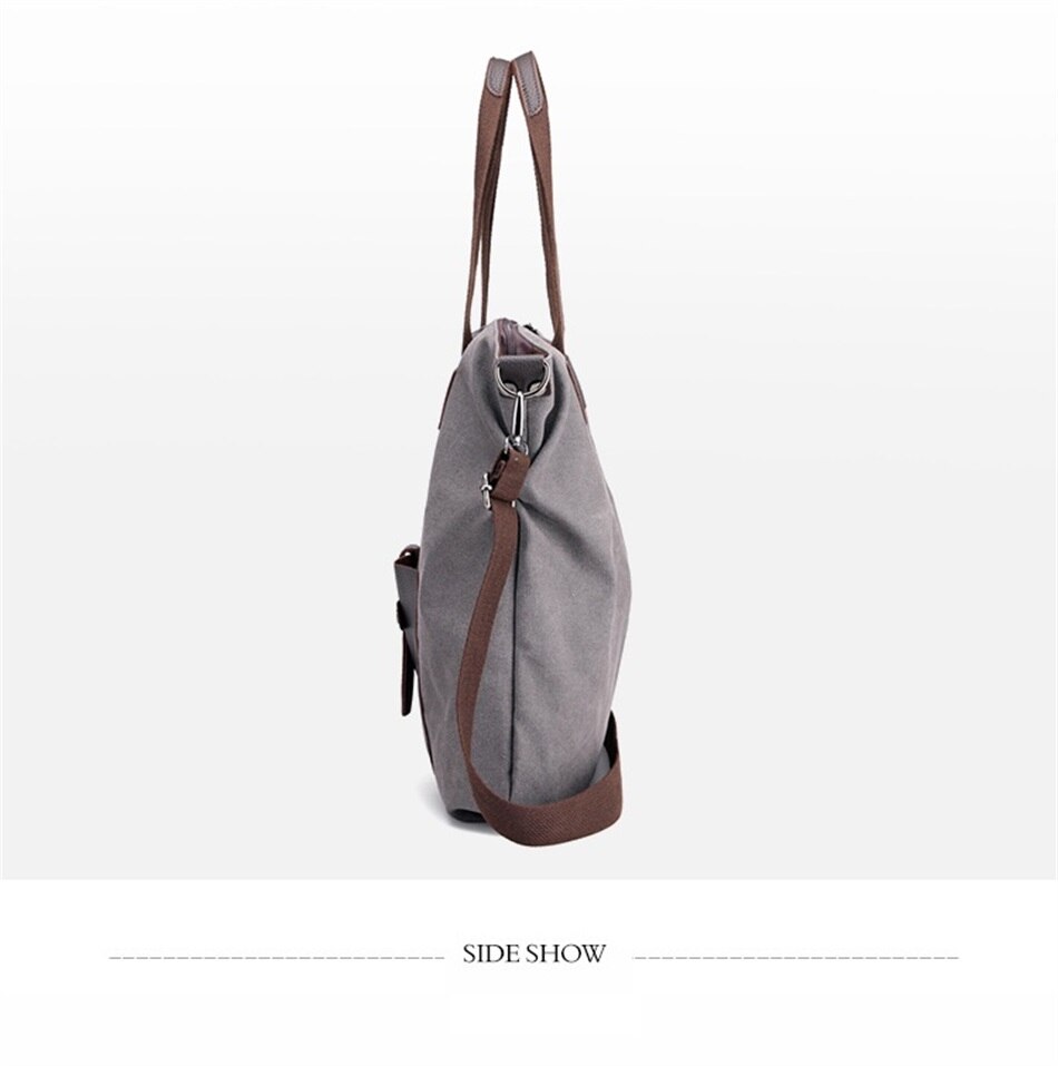 Vintage Element Canvas Large Capacity Crossbody Woman Bag Casual Shoulder Strap Detachable Tote Bag Shoulder Soft Fabric Handbag