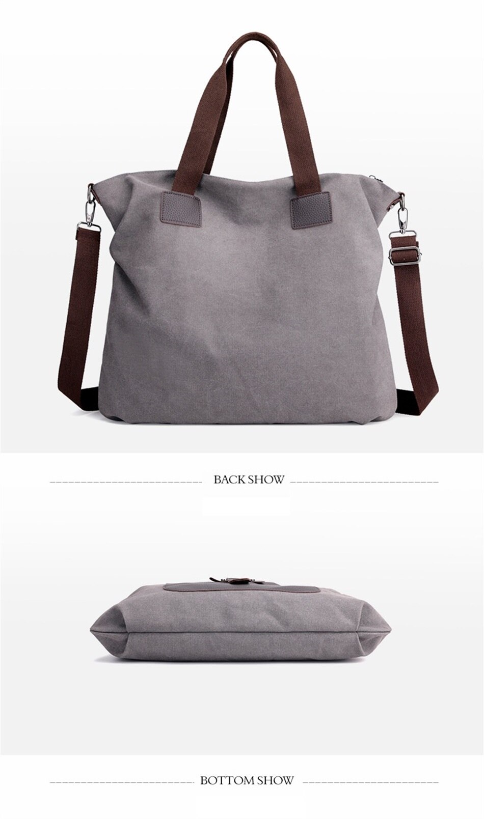 Vintage Element Canvas Large Capacity Crossbody Woman Bag Casual Shoulder Strap Detachable Tote Bag Shoulder Soft Fabric Handbag